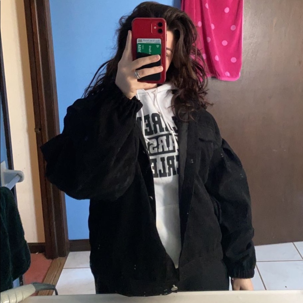 Flap Pocket Drop Shoulder Corduroy Jacket